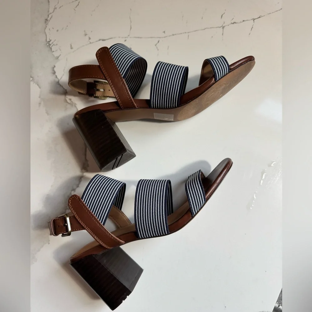 Market & Spruce Navy and Brown Striped Sandals - Picture 3 of 8